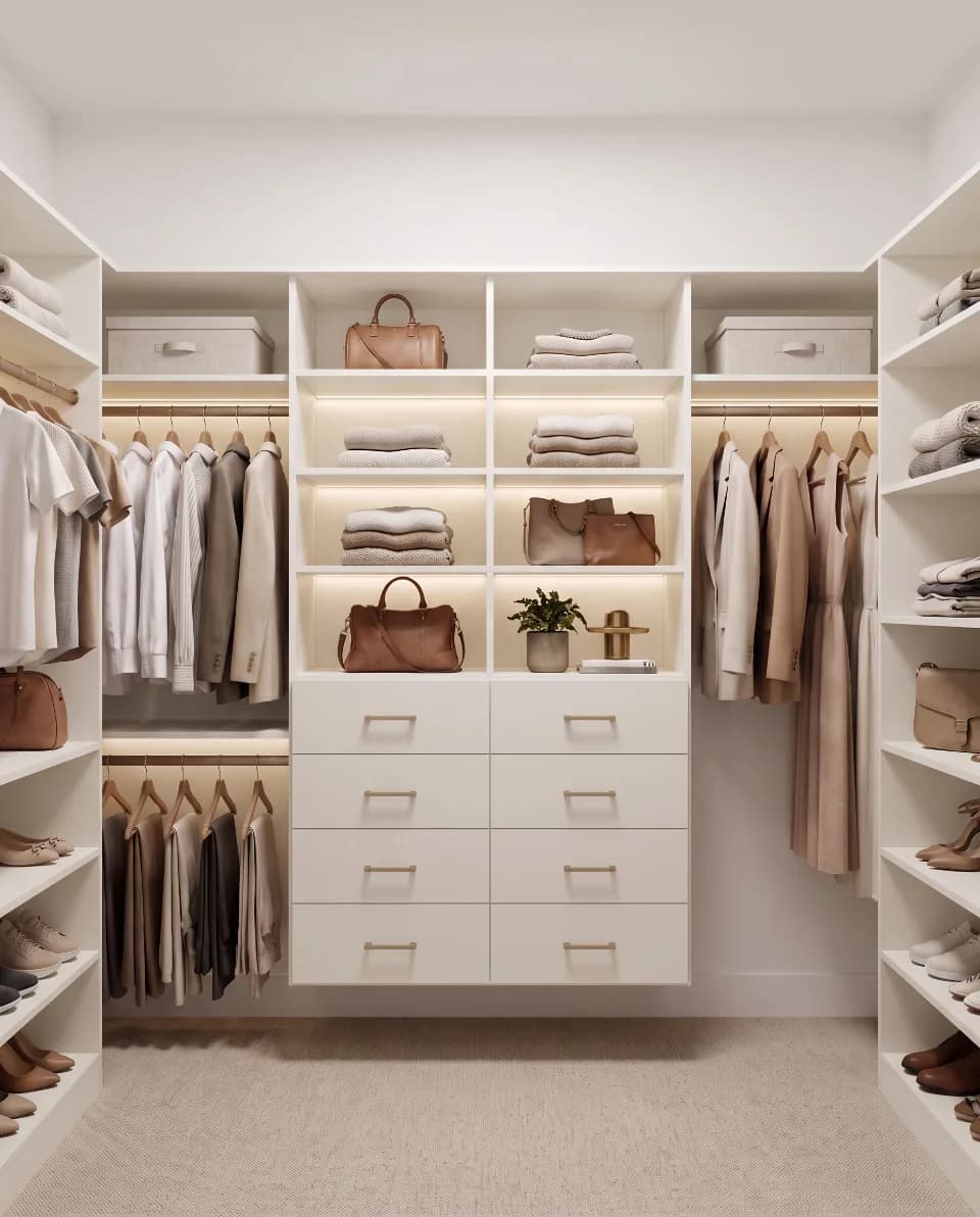 Closet cabinetry in White